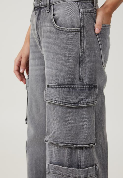 Cotton On - Cargo wide leg jean - shadow grey