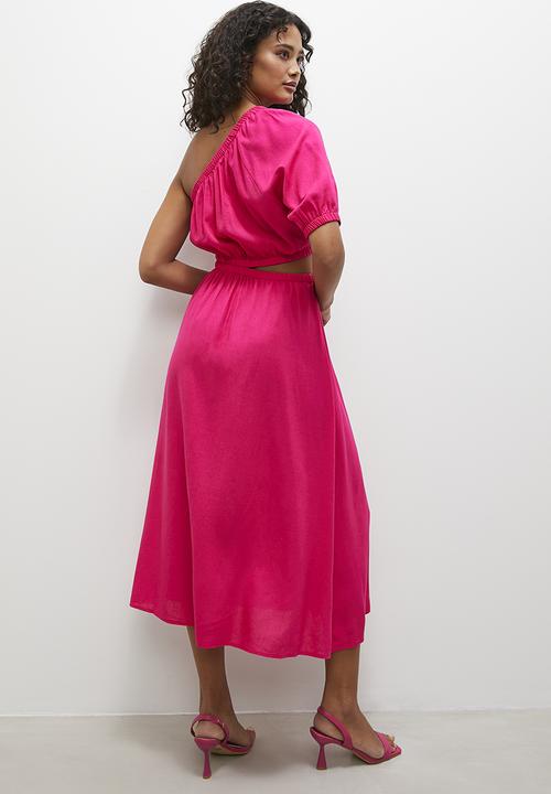 Superbalist - Asym midi fit & flare dress - pink 