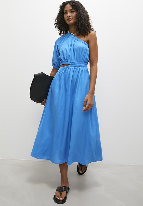 Superbalist - Asym midi fit & flare dress - cyan