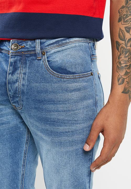 Aca Joe - Mens aca joe stretch denim jeans - light blue wash
