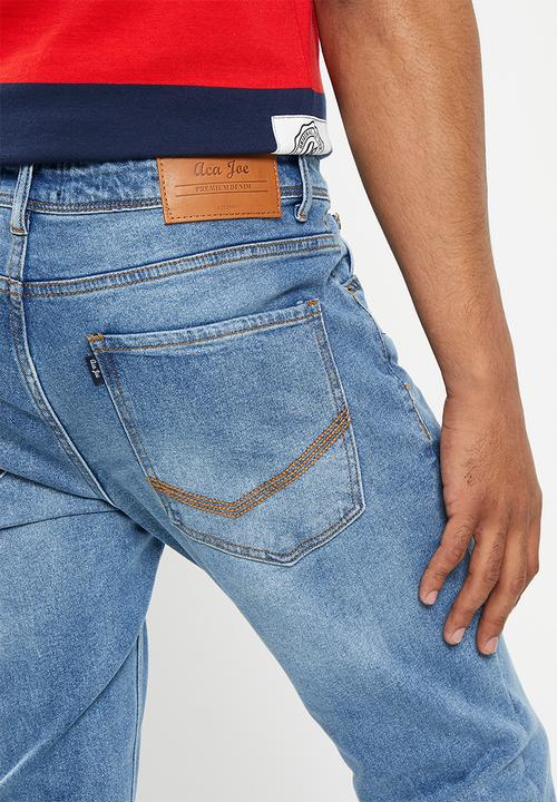Aca Joe - Mens aca joe stretch denim jeans - light blue wash