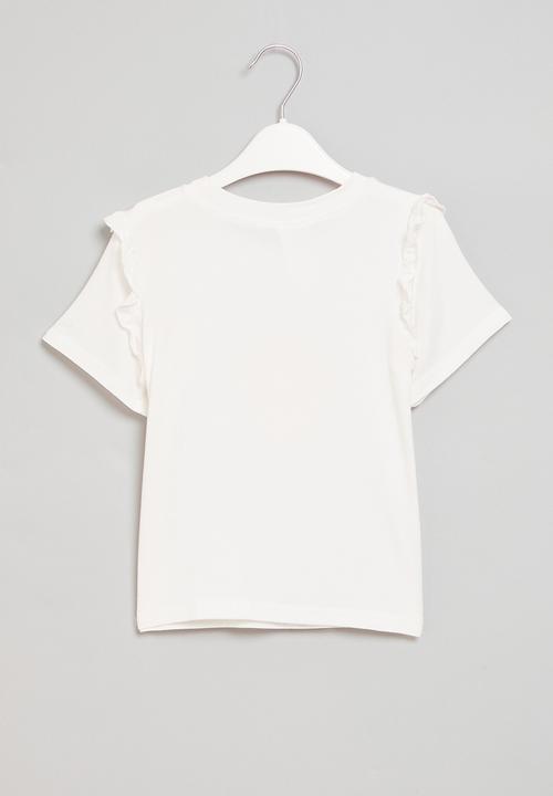 Pop Candy - Girls frill short sleeve tee - white