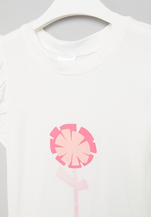 Pop Candy - Girls frill short sleeve tee - white