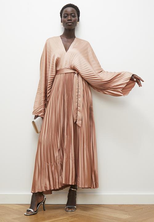 edit - Pleated dolman sleeve maxi dress - neutral