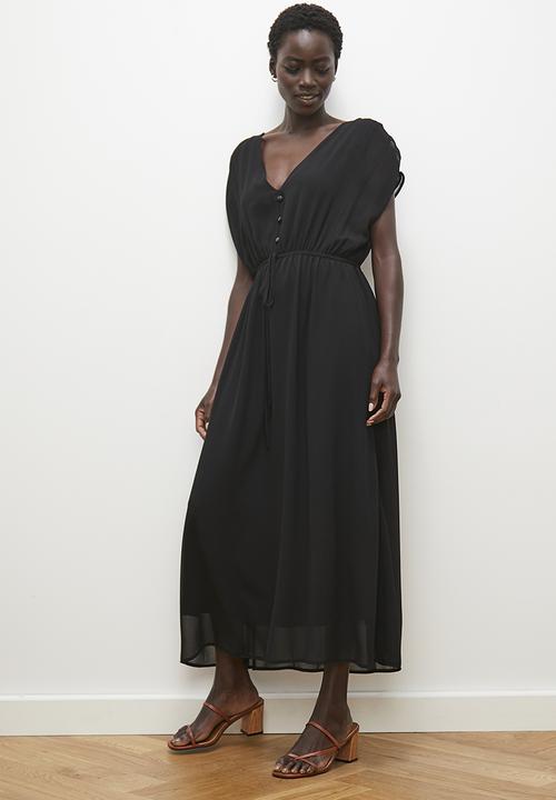 edit - Grown on sleeve boho midi dress - black
