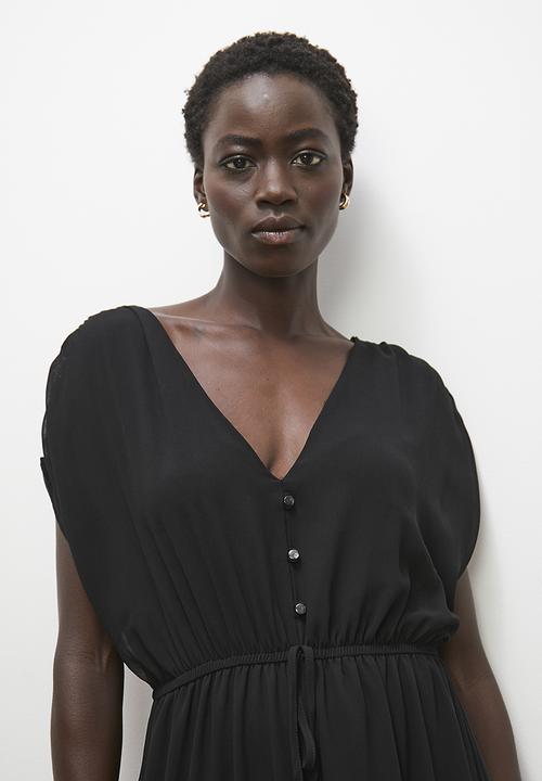 edit - Grown on sleeve boho midi dress - black