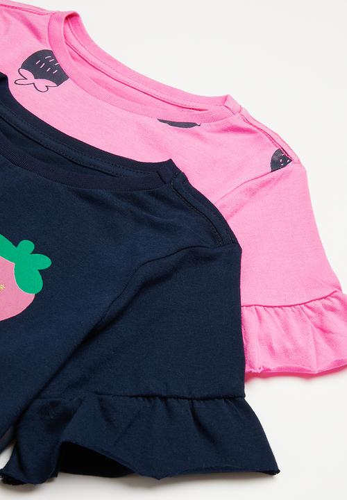 Pop Candy - 2 Pack printed tees - pink & navy