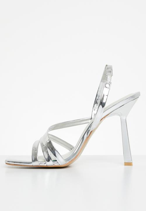 Public Desire - Roxie barely there stiletto heel - silver metallic