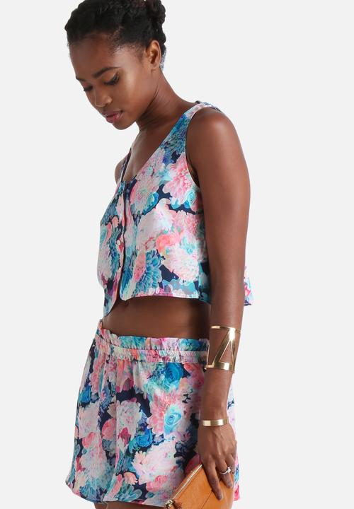 Neon Rose - Acid Floral Crop Top