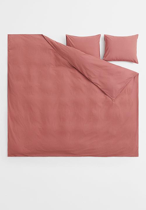 H&M - Double/king size cotton duvet cover set - rust red 