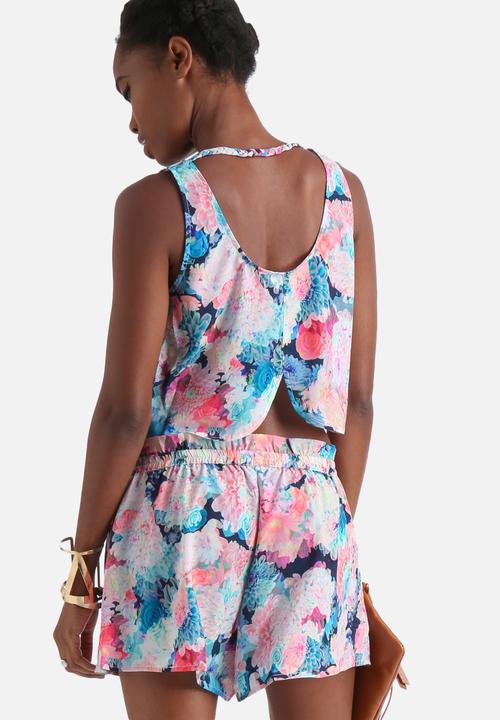 Neon Rose - Acid Floral Crop Top