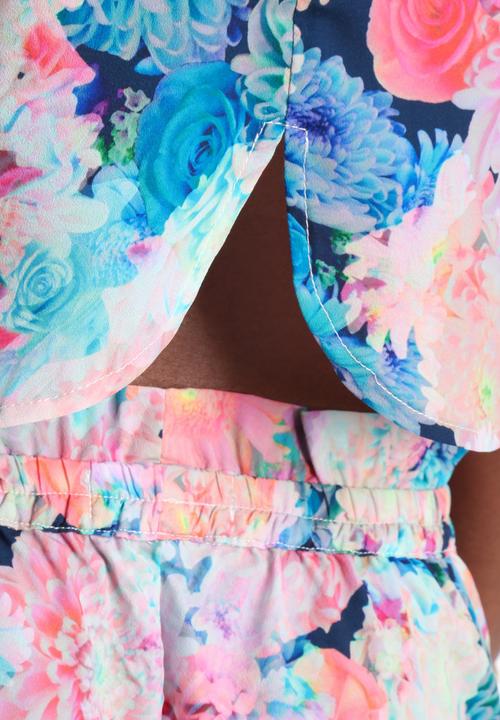 Neon Rose - Acid Floral Crop Top