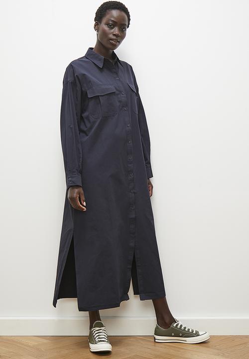 edit - Maxi utility pocket shirt dress - ink