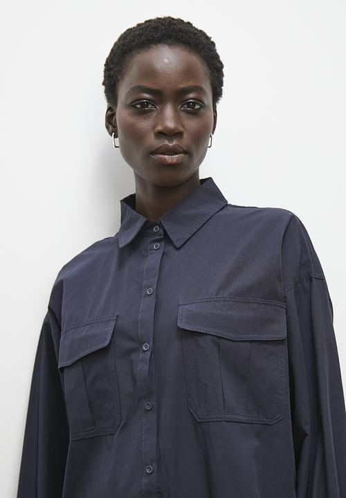 edit - Maxi utility pocket shirt dress - ink