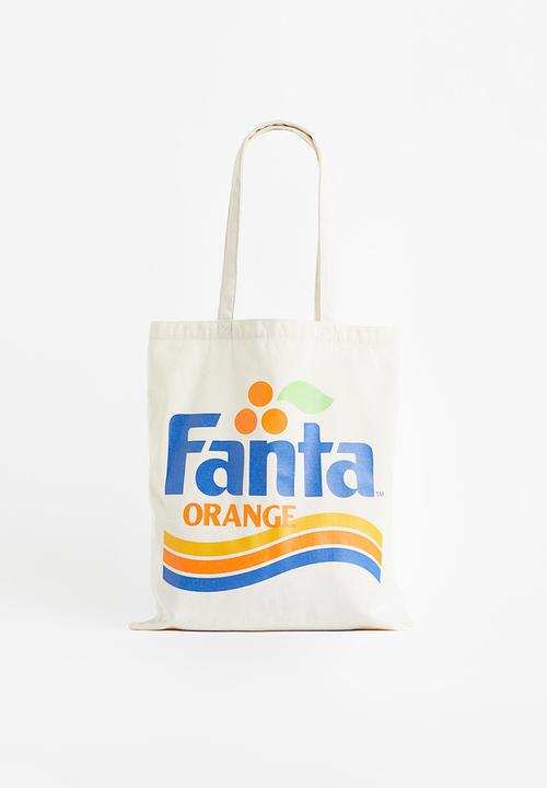H&M - Printed canvas shopper - cream/fanta 