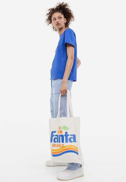 H&M - Printed canvas shopper - cream/fanta 