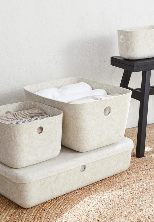 H&M - Felted storage basket - natural white marl 