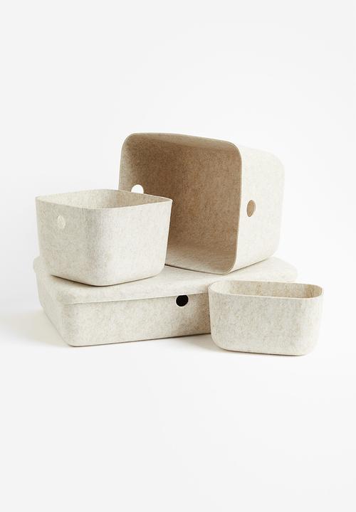 H&M - Felted storage basket - natural white marl 