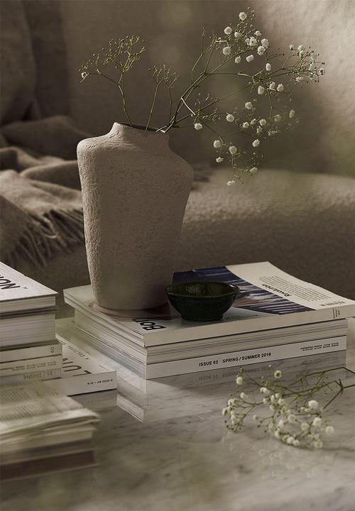 H&M - Tall terracotta vase - light beige 