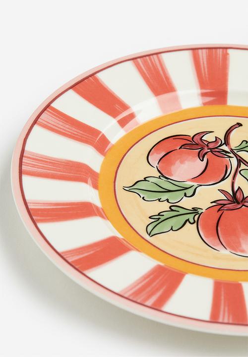 H&M - Porcelain mid plate - red/striped 