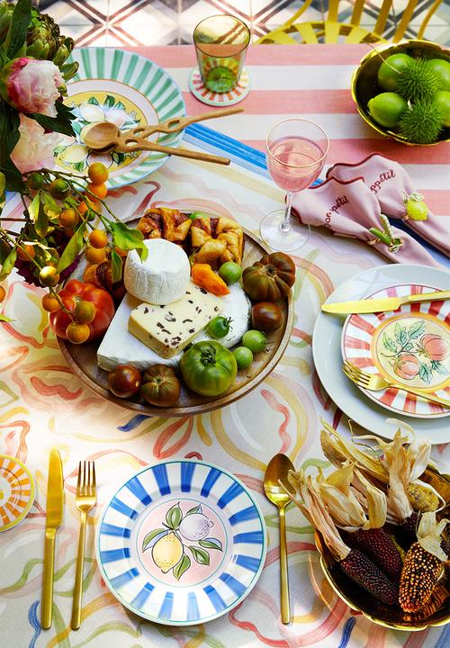 H&M - Porcelain mid plate - royal blue/striped 