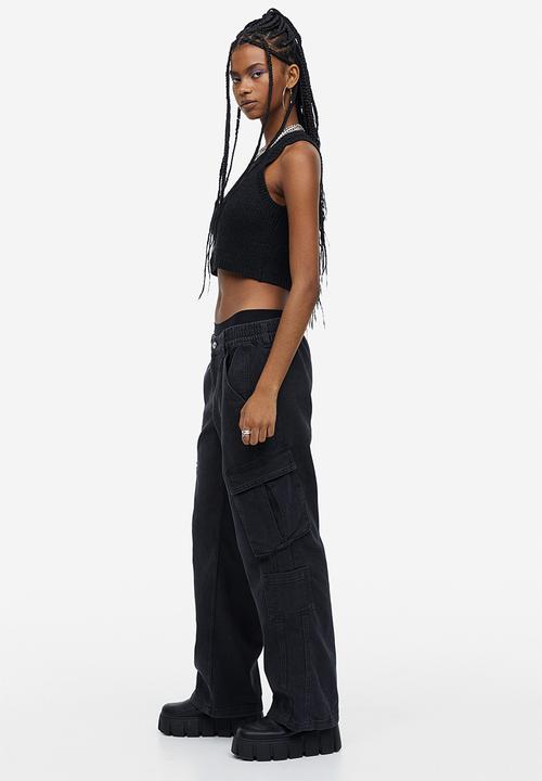 H&M - Straight low cargo jeans - dark grey 