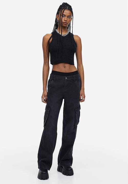 H&M - Straight low cargo jeans - dark grey 