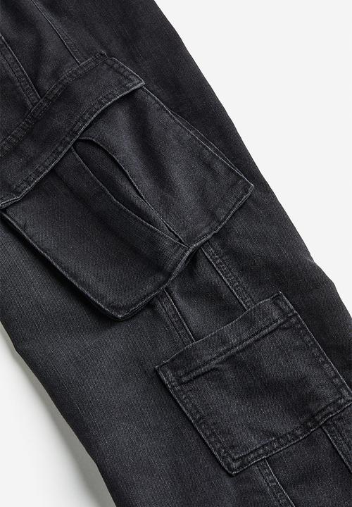 H&M - Straight low cargo jeans - dark grey 
