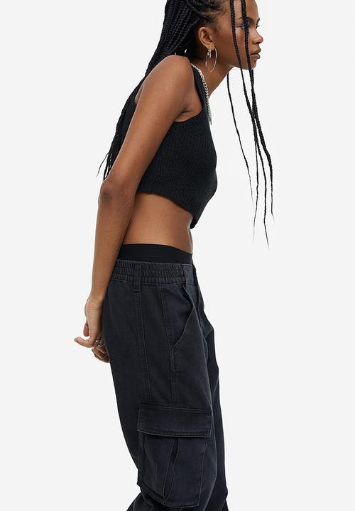 H&M - Straight low cargo jeans - dark grey 