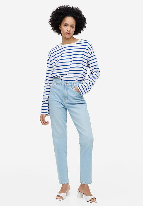 H&M - Slim mom high ankle jeans - light denim blue