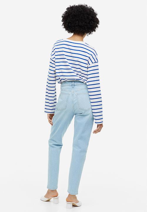 H&M - Slim mom high ankle jeans - light denim blue
