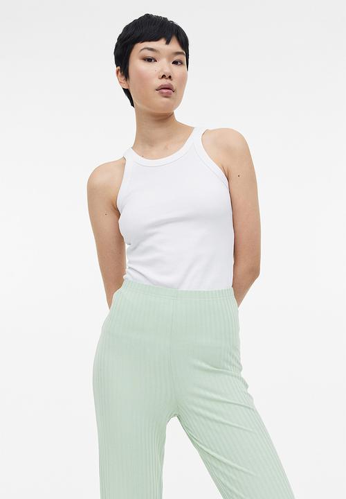 H&M - Ribbed jersey trousers - light green 