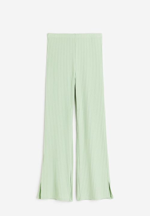 H&M - Ribbed jersey trousers - light green 