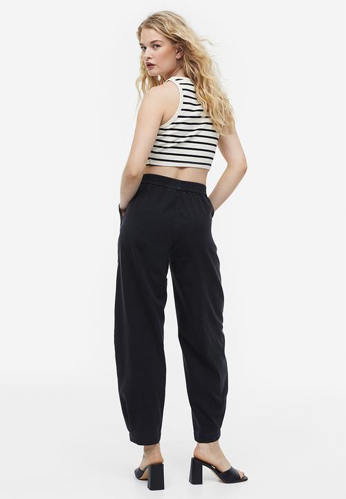H&M - High-waisted woven joggers - black