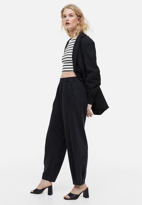 H&M - High-waisted woven joggers - black