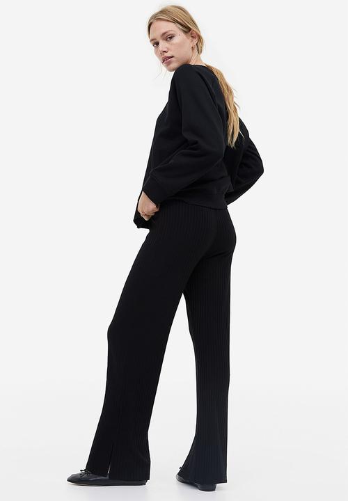 H&M - Ribbed jersey trousers - black
