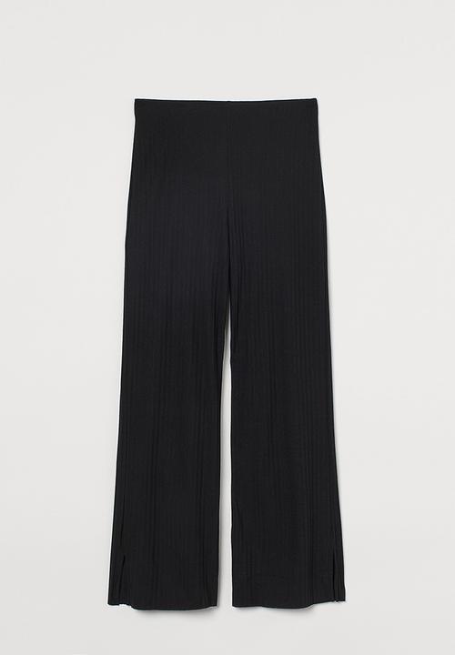 H&M - Ribbed jersey trousers - black