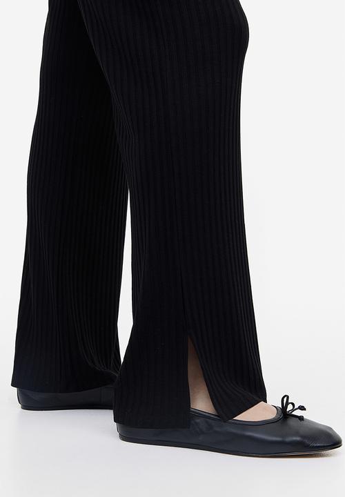 H&M - Ribbed jersey trousers - black