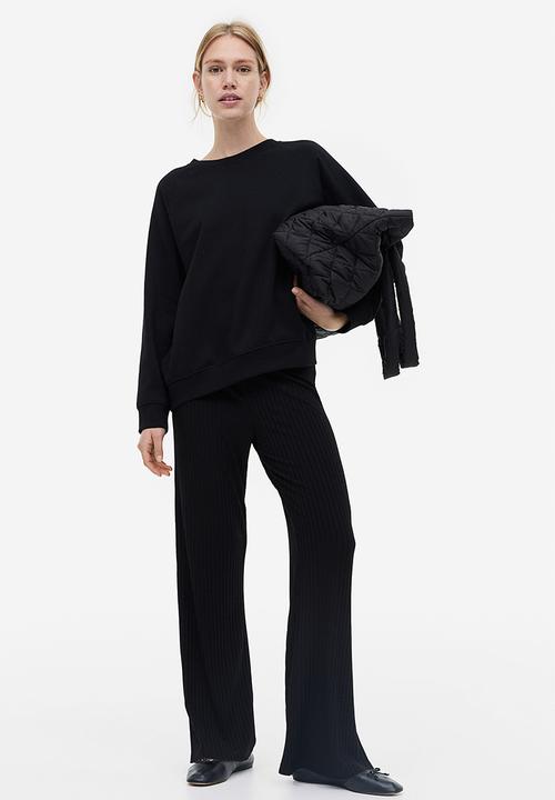 H&M - Ribbed jersey trousers - black