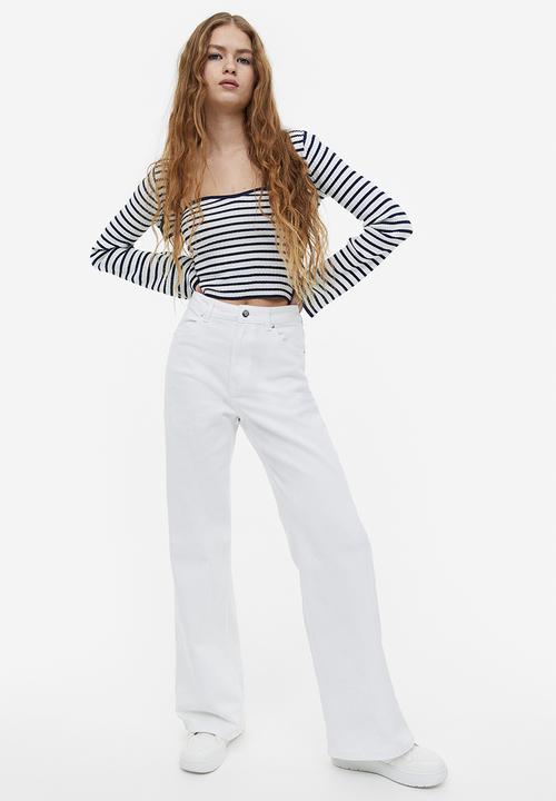 H&M - Wide twill trousers - white