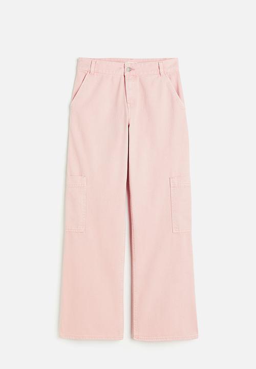 H&M - Wide cargo trousers - light pink