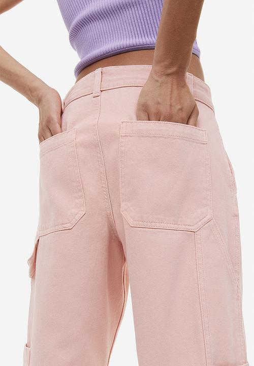 H&M - Wide cargo trousers - light pink