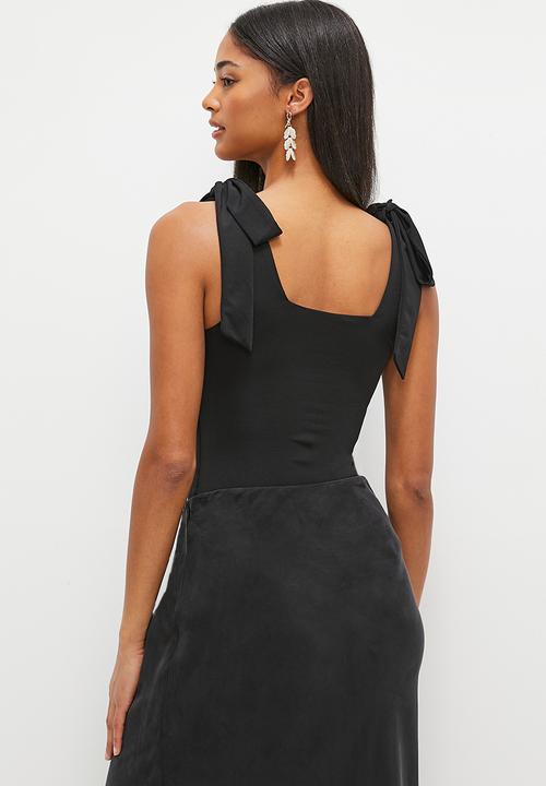 MILLA - Easy shoulder tie bodysuit - black