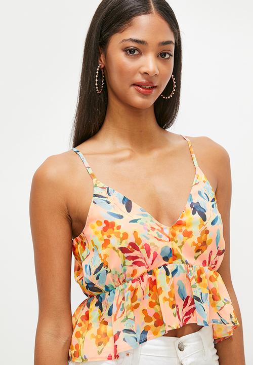 MILLA - Soft ruffle cami - peachy florals