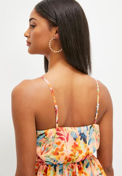 MILLA - Soft ruffle cami - peachy florals