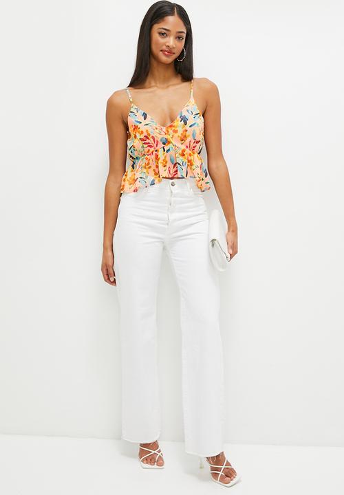 MILLA - Soft ruffle cami - peachy florals