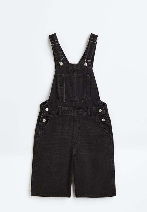 H&M - Denim dungaree shorts - black