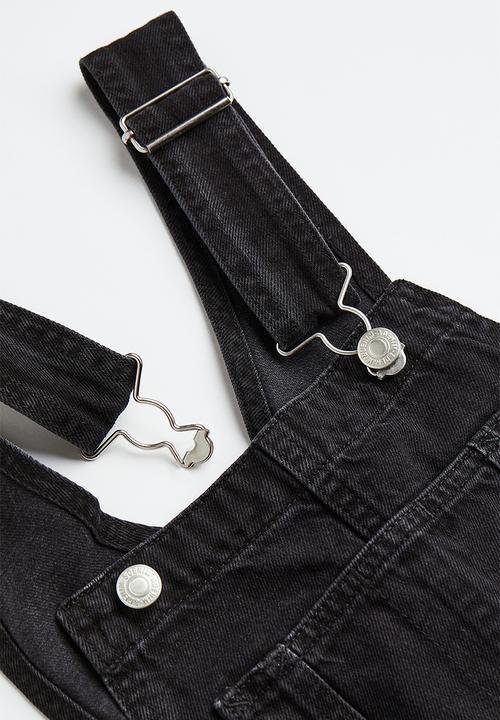 H&M - Denim dungaree shorts - black