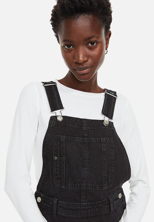 H&M - Denim dungaree shorts - black