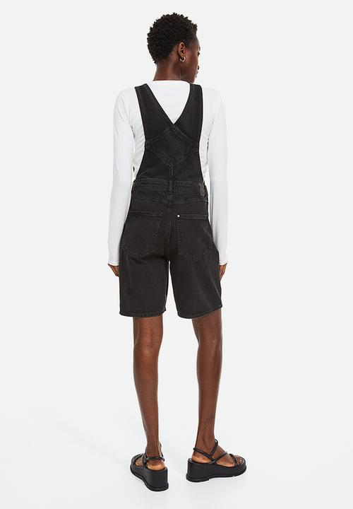 H&M - Denim dungaree shorts - black